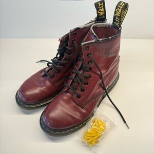 Dr. Martens Cherry Red Leather Boots with Black Laces